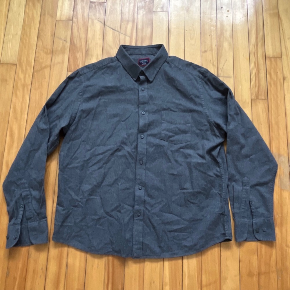 UNTUCKit Men's XL Gray Heathered Long Sleeve Button Down Shirt 100% Cotton
